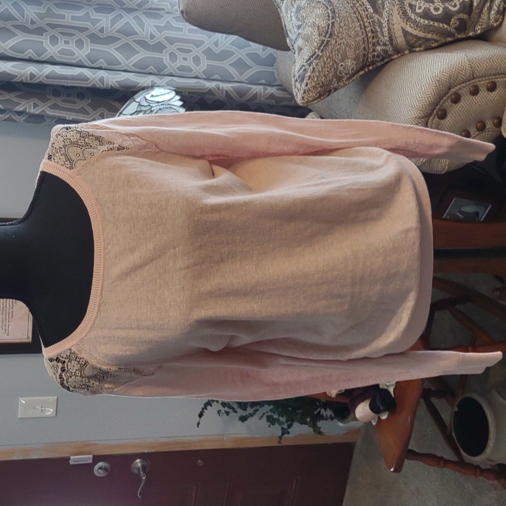 Ann Taylor Loft Sweater. Light pink with lace shoulders. Very feminine & soft.